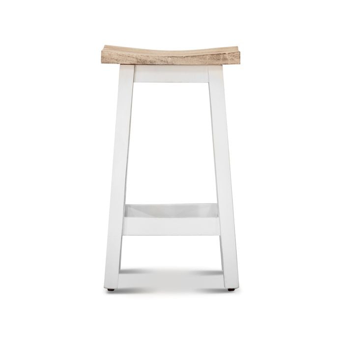 Kyoto Kitchen Bar Stool Scandinavian Style Hard Mango Wood Dining Counter Chair - White Wash