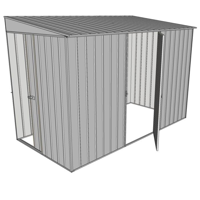 Build-a-Shed 1.5 x 3 x 2m Single Hinged Side Door Skillion Shed - Zinc
