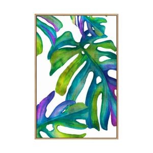 Artey | Colorful Leaves IV - Framed Canvas - Natural Frame - 100 x 150cm