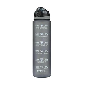 Digitel Motivational 1l Water Bottle Drink Flask With Time Markings Sport Gym Grey