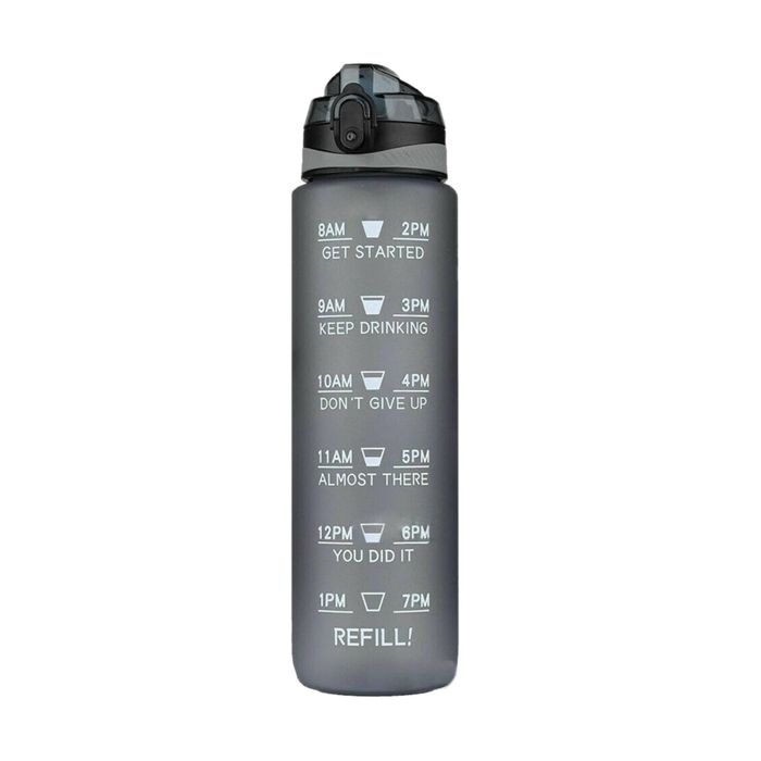 Digitel Motivational 1l Water Bottle Drink Flask With Time Markings Sport Gym Grey