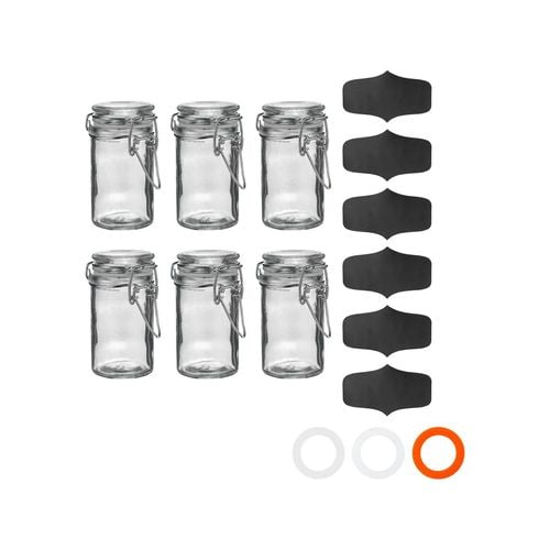 Glass Spice Jars with Chalkboard Stickers 70ml Set White Seal Pack of 6 Bunnings Australia