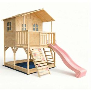 Hide & Seek Kids - Marlie Cubby House - 2.2m Baby Pink Slide
