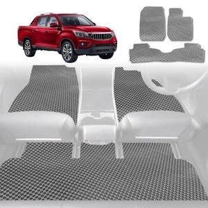 6D Diamond Car Floor Mats for SsangYong Musso 2018-Current-Full Set-Grey-Outback GT