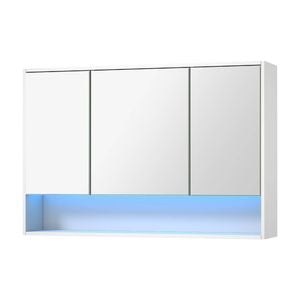Welba 3 Doors Wall Cabinet Mirror Storage 1200x750mm LED Light White Cupboard