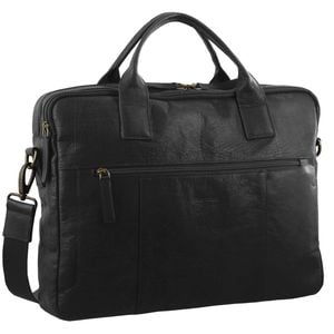 Pierre Cardin Rustic Leather 15" Laptop Computer Work Messenger  Travel Business Black