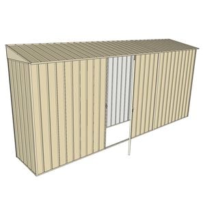 Build-a-Shed 0.8 x 4.5 x 2m Skillion Single Hinged Side Door Shed - Cream