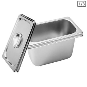 SOGA 2X 1/3 GN Pan 15cm With Lid – Stainless Steel