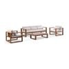 Santorini 3+1+1 Aluminium Lounge Setting Teak Look With Coffee Table & Cream Cushions