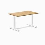 Desky Fixed Height Light Oak Rubberwood Desk 1200x750mm White Leg
