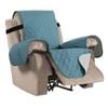 Smarcute 1 Seater Quilted Reversible Recliner Chair Cover Armchair Sofa Slipcover with Straps Blue