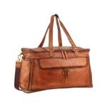 Pierre Cardin Burnished Leather MultiCompartment Overnight Bag  Cognac