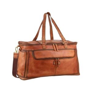 Pierre Cardin Burnished Leather Multi-Compartt Overnight  Cognac