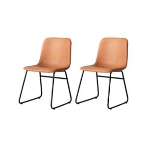 Levede 2x PU Leather Padded Dining Chairs Brown