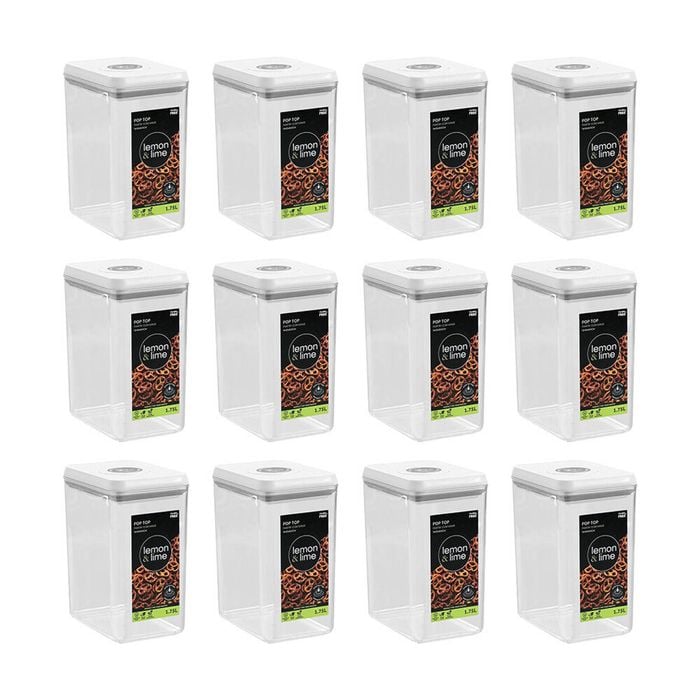 12PK Lemon & Lime Pop-Up Lid Pantry Container Rectangle 1.75L 14x10x18.5cm