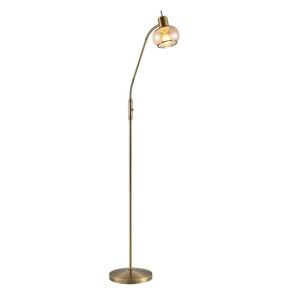 Telbix Marbell Contemporary Standing Floor Lamp Light Metal Glass Antique Brass Amber Gloss