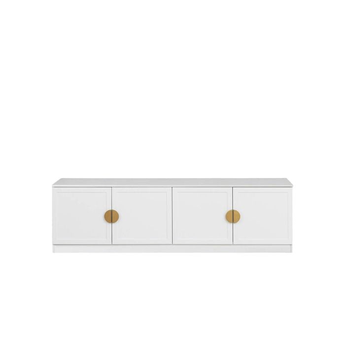 European Cabinetry Hampton Half Moon Brass Bucharest TV Unit White