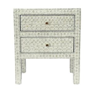 Mother Of Pearl Noir Bedside Table Cream Hue