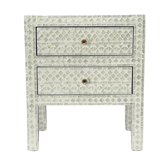 Mother Of Pearl Noir Bedside Table Cream Hue