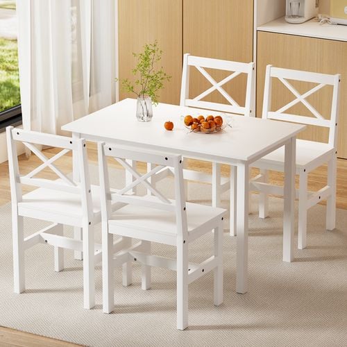 Artiss Dining Chairs and Table Dining Set 4 Seater White Kaye Bunnings Australia