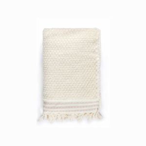 Miss April Pompom Turkish Cotton Bath Sheet Natural