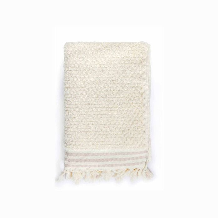 Miss April Pompom Turkish Cotton Bath Sheet Natural