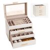 Embellir Jewellery Box Organiser 4 Tier Display Case Storage Container with Drawers Glass Top