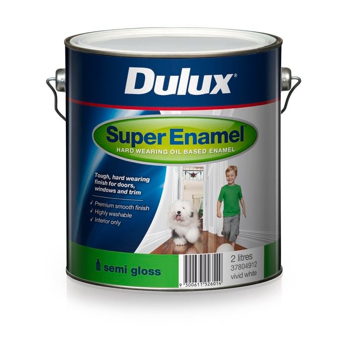 Dulux 2L Super Enamel Paint Semi Gloss Vivid White