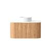 Attica 900mm English Oak Bentwood Fluted Vanity With Carrara Stone Top