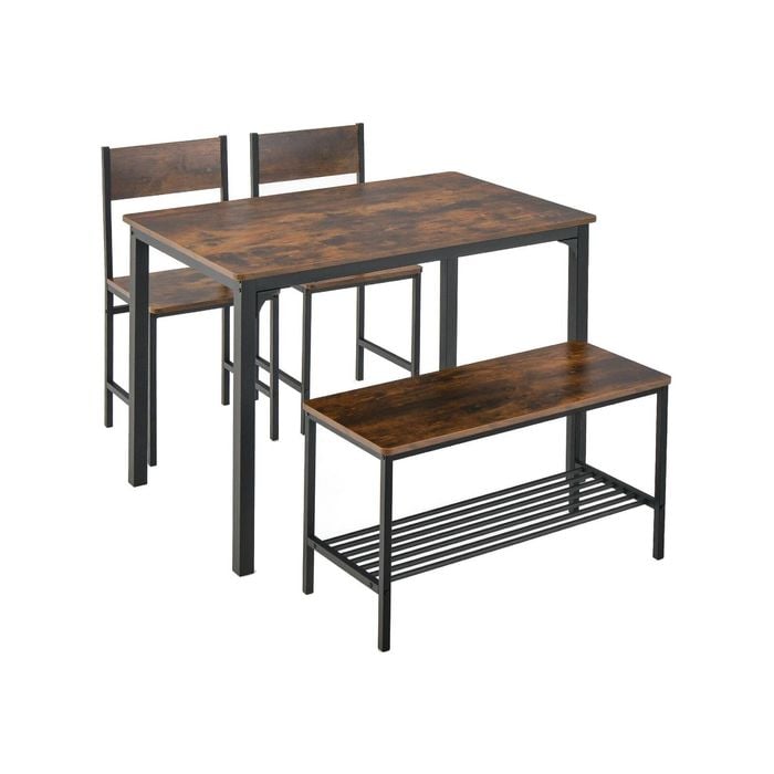 Costway 4pcs Dining Set Metal Dining Set Bench Seat