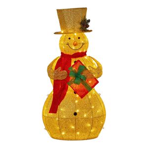 Christabelle 120cm Gold Outdoor Christmas Snowman with Lights
