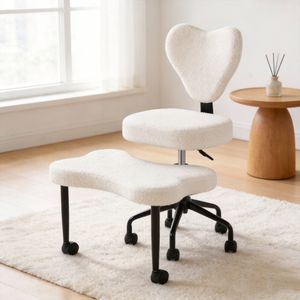 Ufurniture Ergonomic Cross-legged Office Chair 360°swivel Meditation Chair Adjustable Desk Chair White