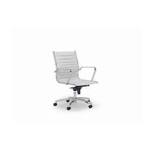 Olg Metro Mid Back Executive Chair Fixed Arms Polished Base White Vinyl