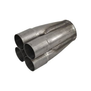Outlaw Unpolished Stainless Steel 4 Into 1 Merge Collector - 4 X 1-3/4" ID, 3" Outlet, 7" Long