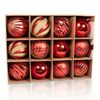 Catzon 12 Pcs Christmas Ball Ornaments 8CM Hand-Painted Shatterproof Baubles-Red Gold
