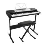 Alpha 61 Keys Electronic Piano Keyboard w/ Stand Stool Silver