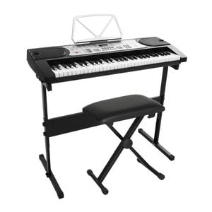 Alpha 61 Keys Electronic Piano Keyboard w/ Stand Stool Silver
