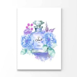 Blue Purple Fashion Bottle Print 100% Australian Made 50x75cm (Stretched Canvas)