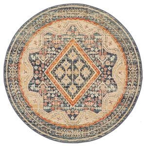 The Rug Connection Heritage 863 Navy 240x240cm - Large Round Transitional Pet Friendly Indoor Rug
