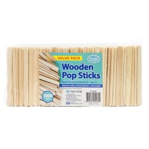 Boyle Wooden Craft Pop Sticks Value Pack - 1000 Pack