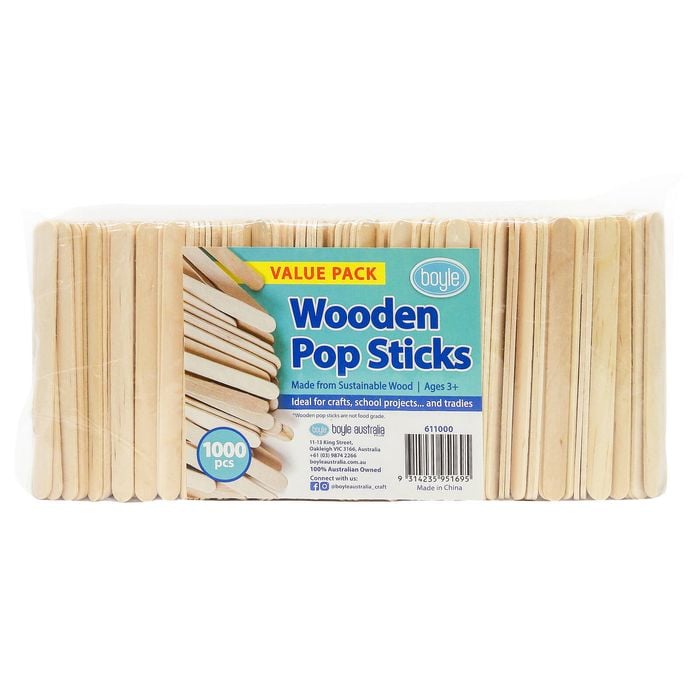 Boyle Wooden Craft Pop Sticks Value Pack - 1000 Pack