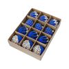 Catzon 12 Pcs Velvet Christmas Balls 6CM with Rhinestone for Holiday Party Decor-Blue