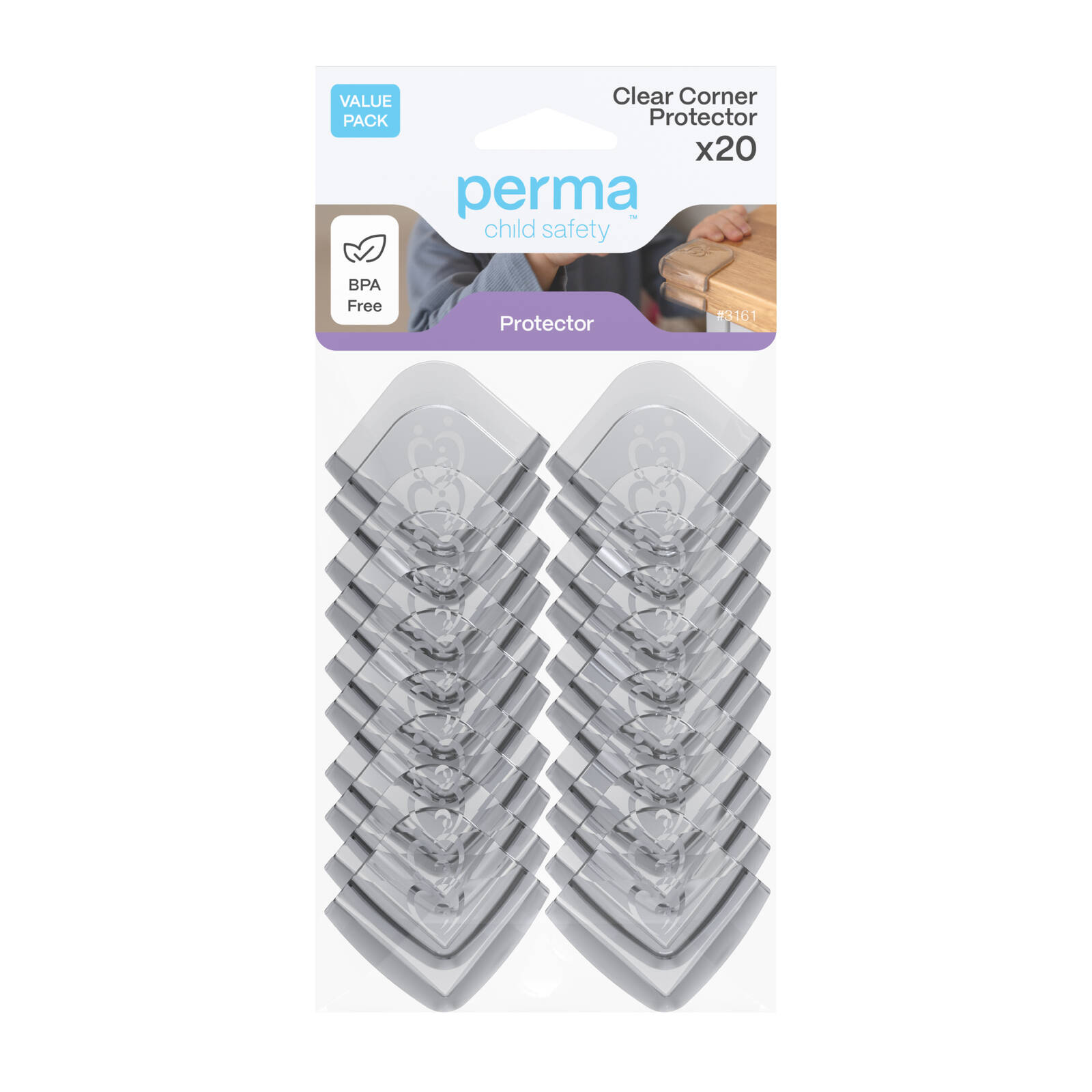 Perma Child Safety Clear Adhesive Corner Protectors - 20 Pack