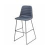 Olg Sofia Kitchen Stool Black Sled Base Steel Blue Fabric Upholstered Seat