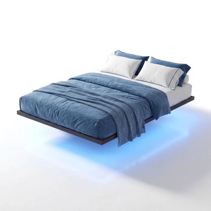 Advwin Floating Bed Frame Double Size with LED Lights Metal Platform