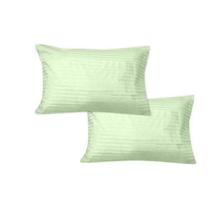600TC Pair of Wide Self Striped Standard Pillowcases Light Green