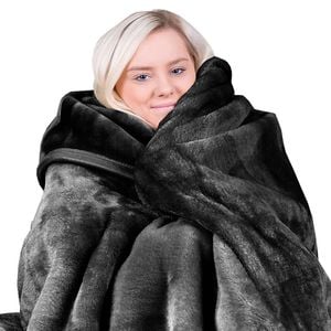 Laura Hill 800-GSM Mink Blanket Queen Size Double-Sided Soft Plush Bed Faux Throw Rug Black