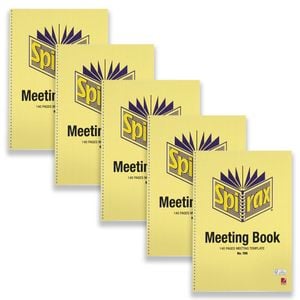 5pc Spirax Meeting Book A4 Template Writing Notebook/log Stationery 140-pages