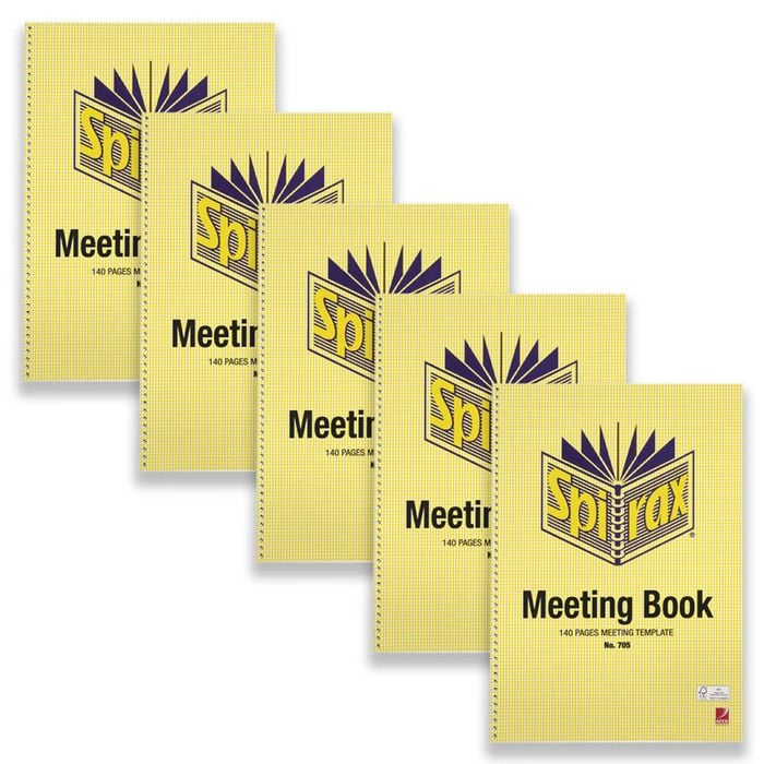 5pc Spirax Meeting Book A4 Template Writing Notebook/log Stationery 140-pages