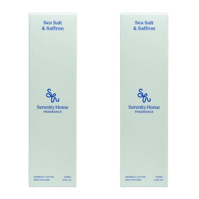 2PK Serenity Sea Salt Saffron Scent Home Fragrance Reed Diffuser Bottle 200mL